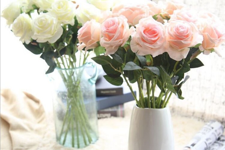 Single simulation wedding rose high-grade silk flower (1)