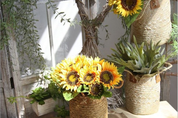 Wholesale silk flower four spring gift sunflower artificial flowers for sale (5)