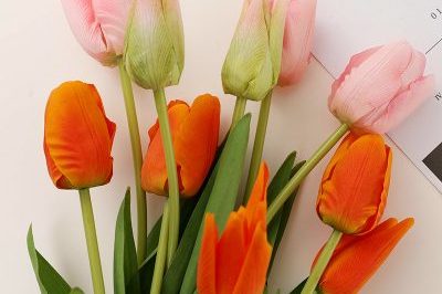 Home decor wholesale 12 flower heads artificial PU tuilps (7)