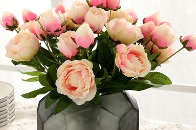 Luyue Vintage Artificial Peony Silk Flowers Bouquet Home Wedding Decoration (4) – 400