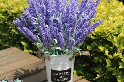 decorative wholesale artificial leaf stem lavender bouquet basket foliage lavender artificial flower arrangement (4)