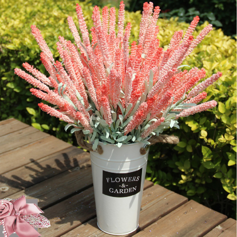 Decorative wholesale artificial leaf stem foliage bouquet lavender